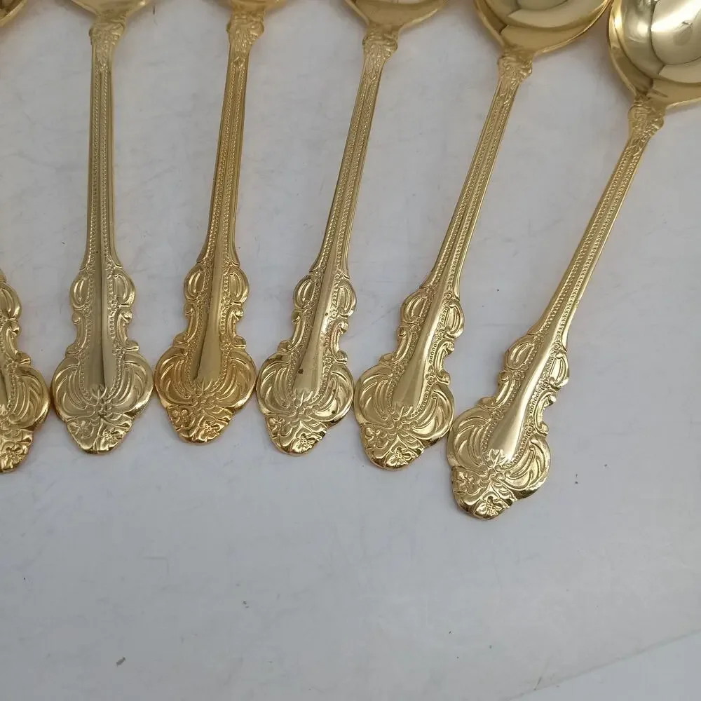 10X Tbsp Cambridge Gold Royal Fashion Table Spoons Flatware